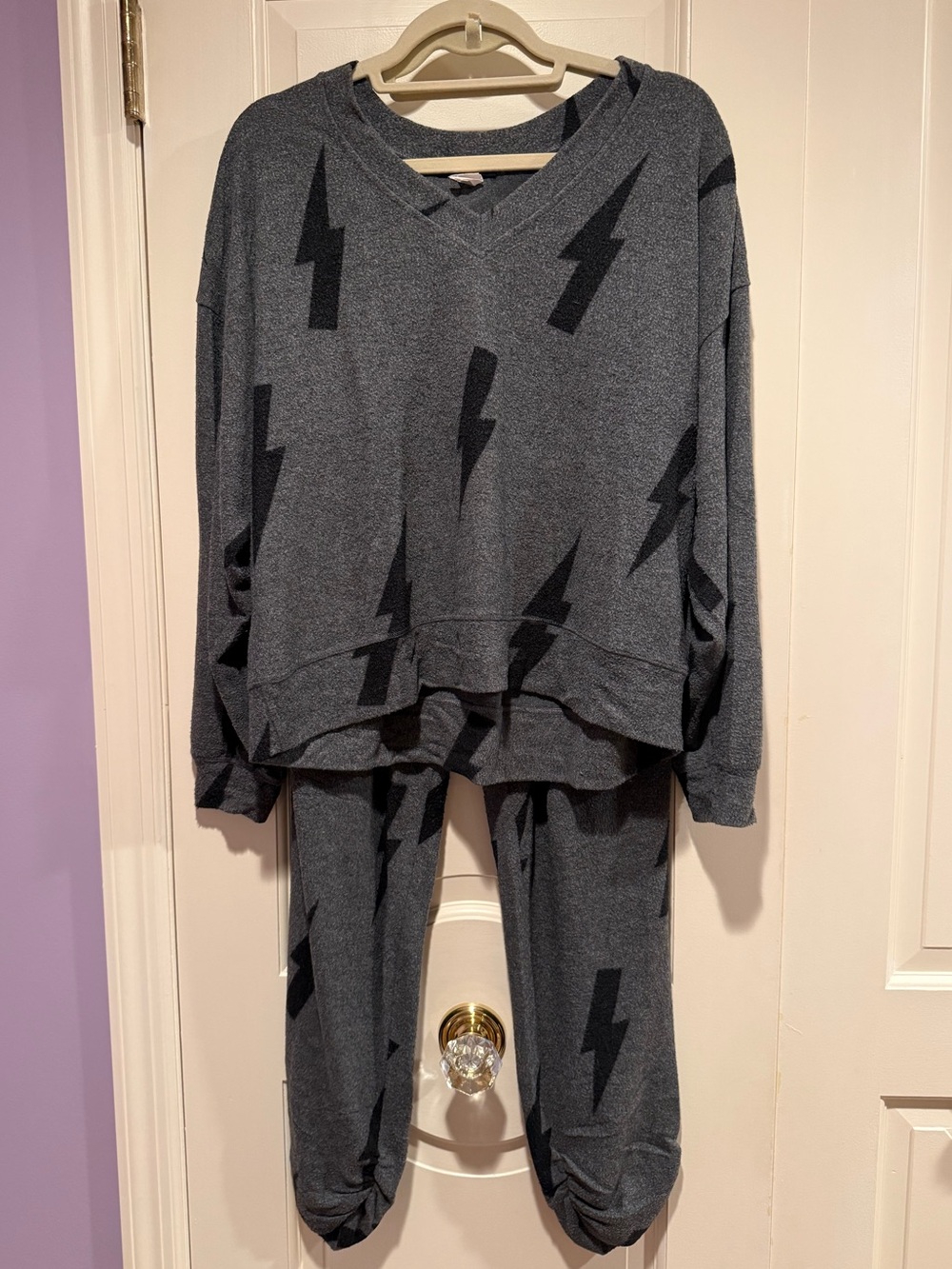 Women’s Ariella Gray Lightning Bolt Lounge Set - Medium
